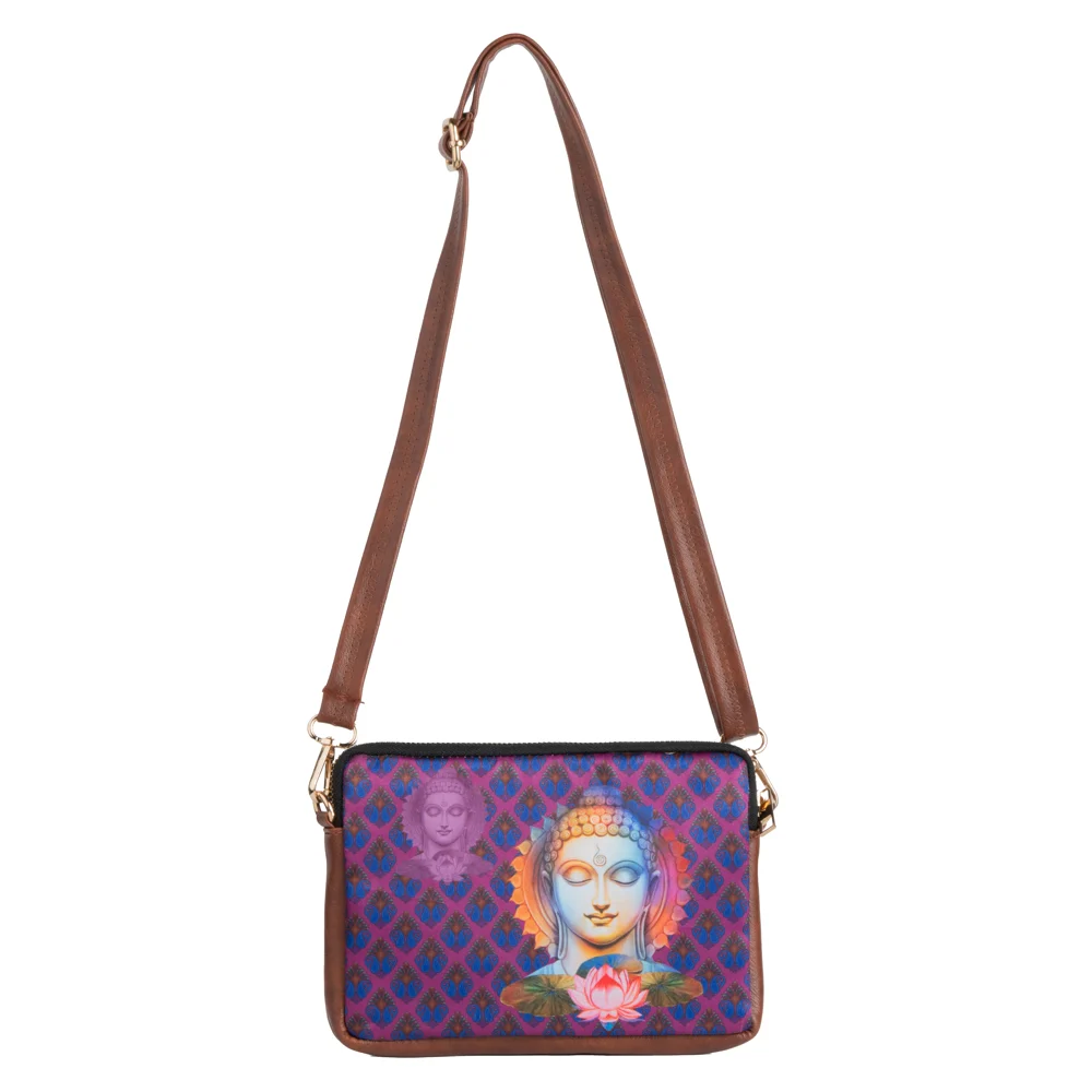 Sabhyata Purple Calm Buddha Design Mobile Sling Bag SM05-18 Multicolour
