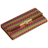 Sabhyata Indian Flower Design 3 Fold Long Wallet SW06-22 Multicolour