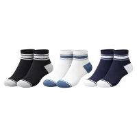 SL Special Mens Sports Half Terry Ankle Socks (Black / Navy & White) Pack Of 3