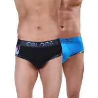 Rupa Colours Men's Brief (100 cm) - Black & Sapphire Blue (2XL)