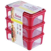 Unica 2K Rectangular Storage Container (Magenta) 1.56 L - Set of 3