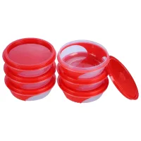 Unica 2K Round Storage Container (Red) 250 ml - Set of 6