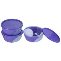 Unica 2K Round Storage Container (Violet) 1.15 L - Set of 3