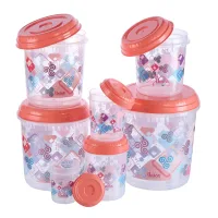 Unica Splendido Multipurpose Storage Container (Coral) - Set of 7