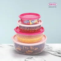 Asain Perfect Seal Multipurpose Storage Container (Pink) - Set Of 4