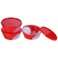 Unica 2K Round Storage Container (Red) 1.15 L - Set of 3