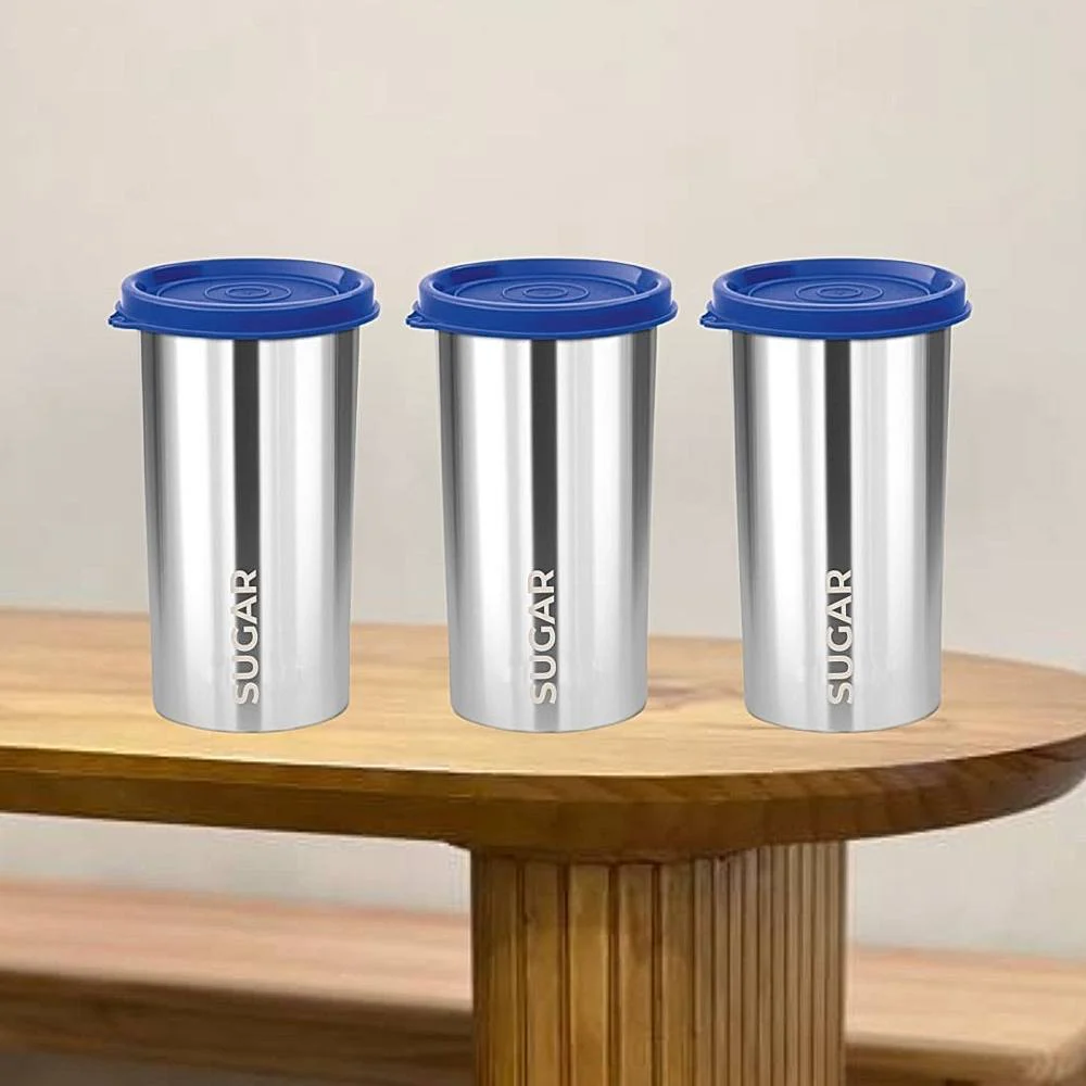 Sugar Home Stainless Steel Tumbler (370 ml) - Set of 3