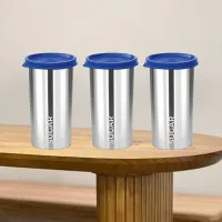 Sugar Home Stainless Steel Tumbler (370 ml) - Set of 3