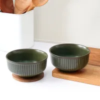 Femora Ceramic Snack Bowl (Green) 450 ml - Set Of 2