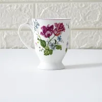 Femora Ceramic Floral Coffee Mug (White) - 300 ml