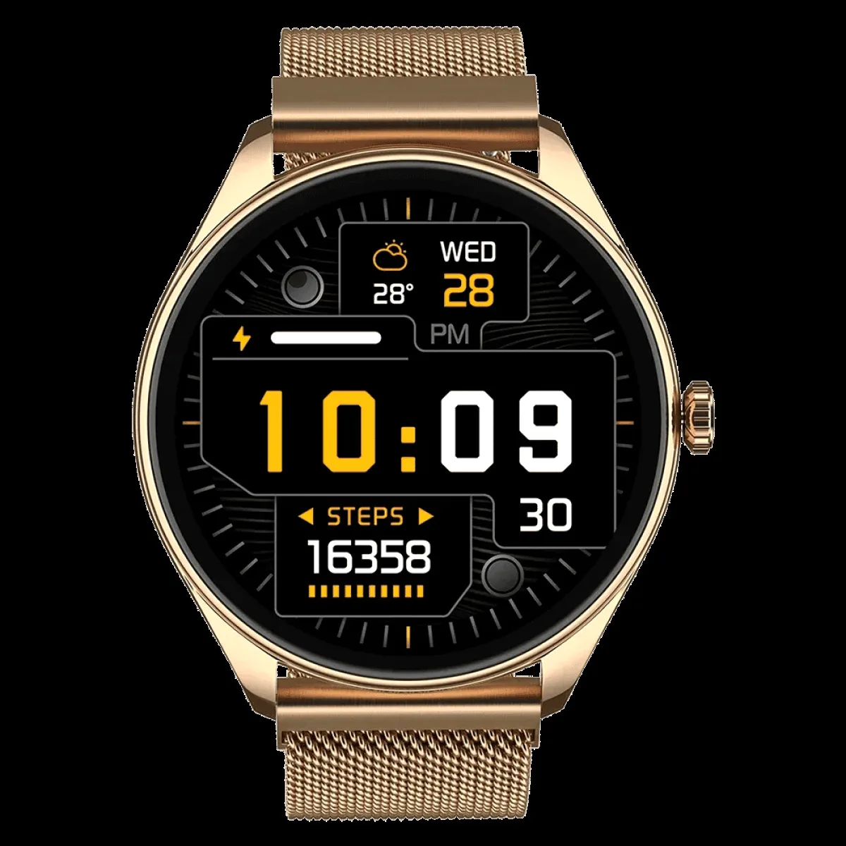 noise NoiseFit Twist 2 Smartwatch with Bluetooth Calling (36.32mm, AMOLED Display, IP67 Water Resistant, Gold Link Strap)