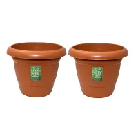 Krish Plastic Planters Pot (Brown) - Set Of 2
