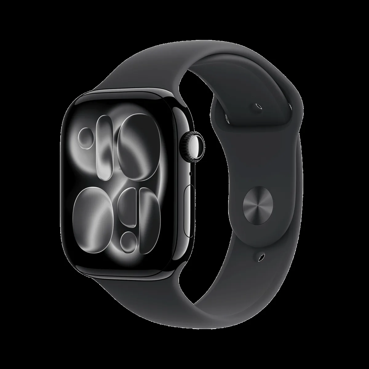 Apple Watch Series 11 GPS+Cellular with Black Sport Band - M/L (46mm Retina LTPO3 OLED Display, Jet Black Aluminium Case)