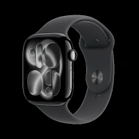 Apple Watch Series 11 GPS+Cellular with Black Sport Band - M/L (46mm Retina LTPO3 OLED Display, Jet Black Aluminium Case)