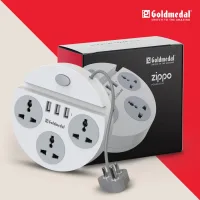 Goldmedal Zippo Power Strip 1.5 Meter Cable Extension Cord (White)