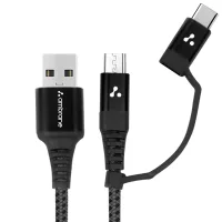Ambrane 2-In-1 Cable - 1.5M (Black) ABDC 10