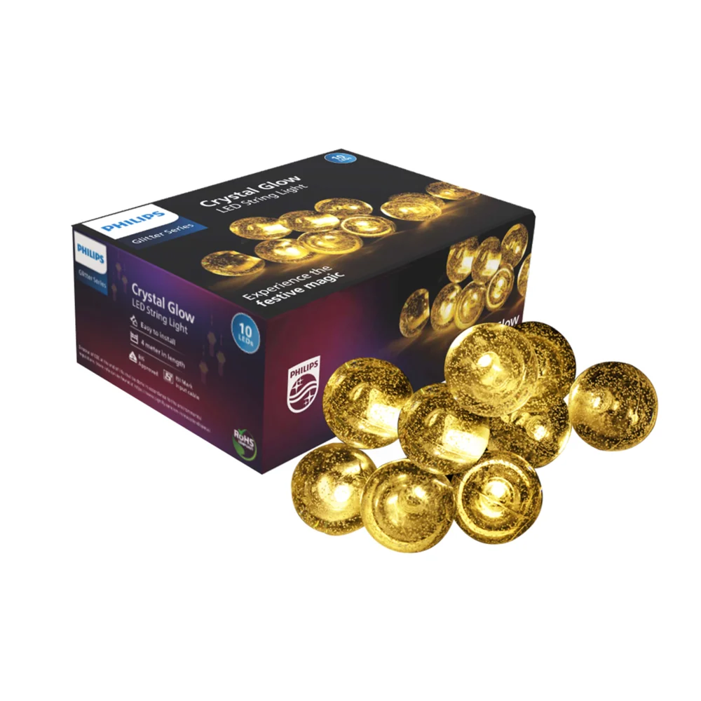 Philips Crystalglow 10LED Glasbubble String Light (Warm White) - 4 Meter