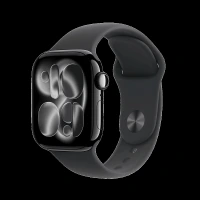 Apple Watch Series 11 GPS with Black Sport Band - M/L (46mm Retina LTPO3 OLED Display, Jet Black Aluminium Case)