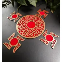 House Of Festivals MDF Swastik Rangoli Red - 15 Inch