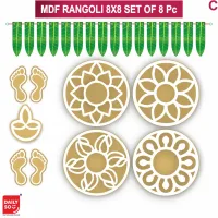 Dailyso Mdf Rangoli Stencil Combo D3 8 Inch - Pack Of 8