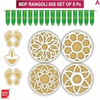 Dailyso Mdf Rangoli Stencil Combo D1 8 Inch - Pack Of 8