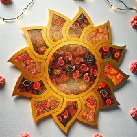 House Of Festivals MDF Flower Shape Rangoli - 15 Inch