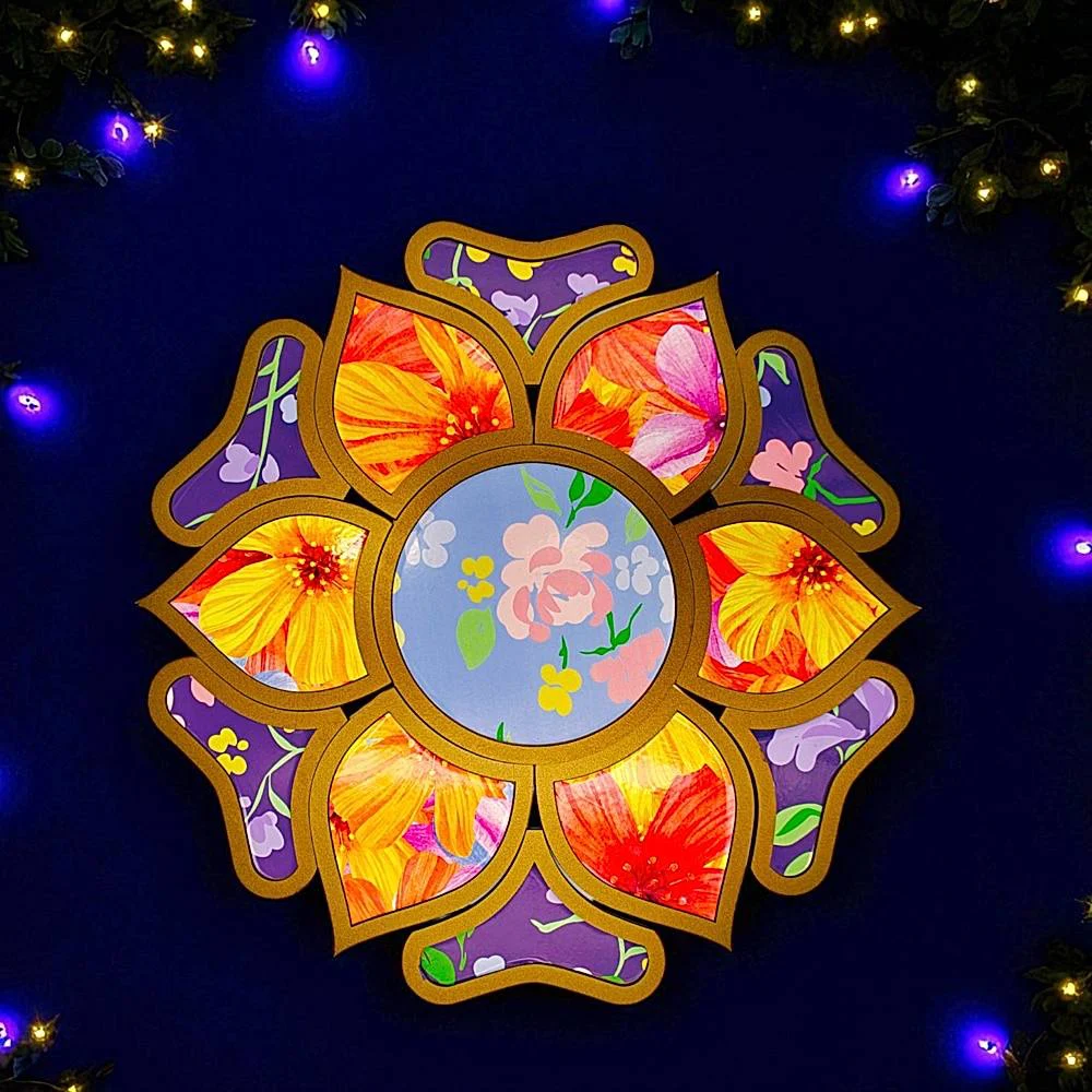 House Of Festivals MDF Beautiful Flower Shape Rangoli - 15 Inch