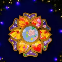 House Of Festivals MDF Beautiful Flower Shape Rangoli - 15 Inch