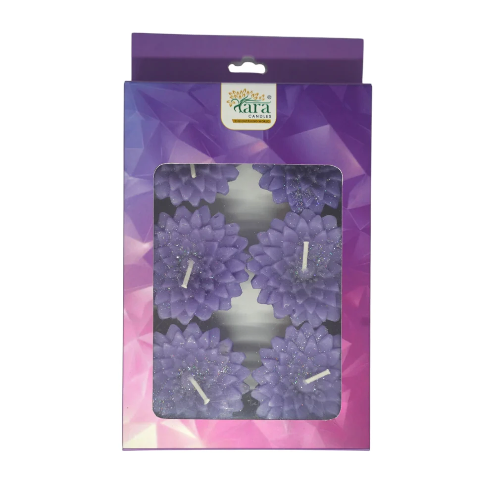 Tara Candles Dahlia Floating Scented Candle (Lavender) - Pack of 6