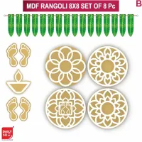 Dailyso Mdf Rangoli Stencil Combo D2 8 Inch - Pack Of 8