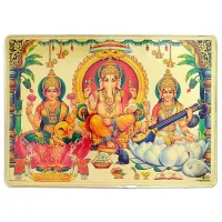 Ganesh & Saraswati Golden Foil Photo Frame 21X29.7 cm / 11.7 X 8.3 Inch