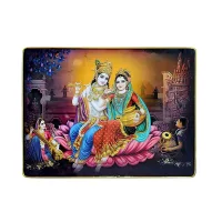 Radha Krishna On Lotus Resin Laminated Photo Frame ( 12 X 16 Inch )