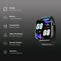 boAt Wave Astra 3 Smartwatch with Bluetooth Calling (46.48mm HD Display, IP67 Water Resistant, Black Metal Strap)