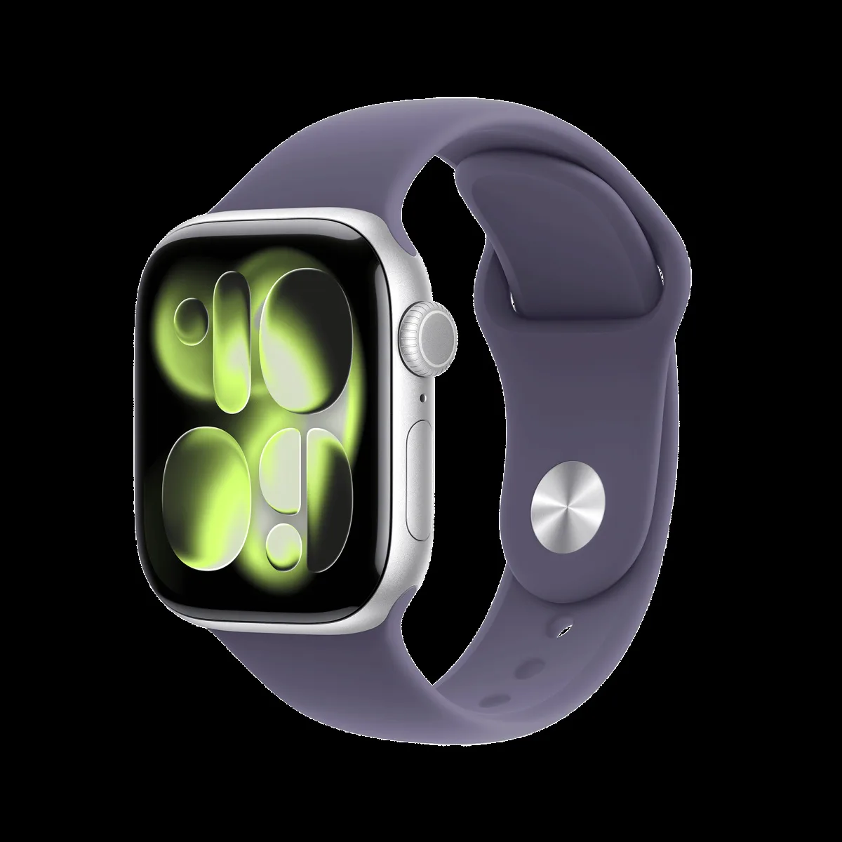 Apple Watch Series 11 GPS with Purple Fog Sport Band - M/L (46mm Retina LTPO3 OLED Display, Silver Aluminium Case)