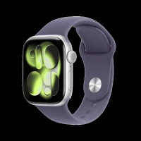 Apple Watch Series 11 GPS with Purple Fog Sport Band - M/L (46mm Retina LTPO3 OLED Display, Silver Aluminium Case)