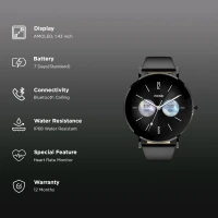 noise NoiseFit Diva 2 Smartwatch with Bluetooth Calling (36mm AMOLED Display, IP68 Water Resistant, Classic Black Strap)