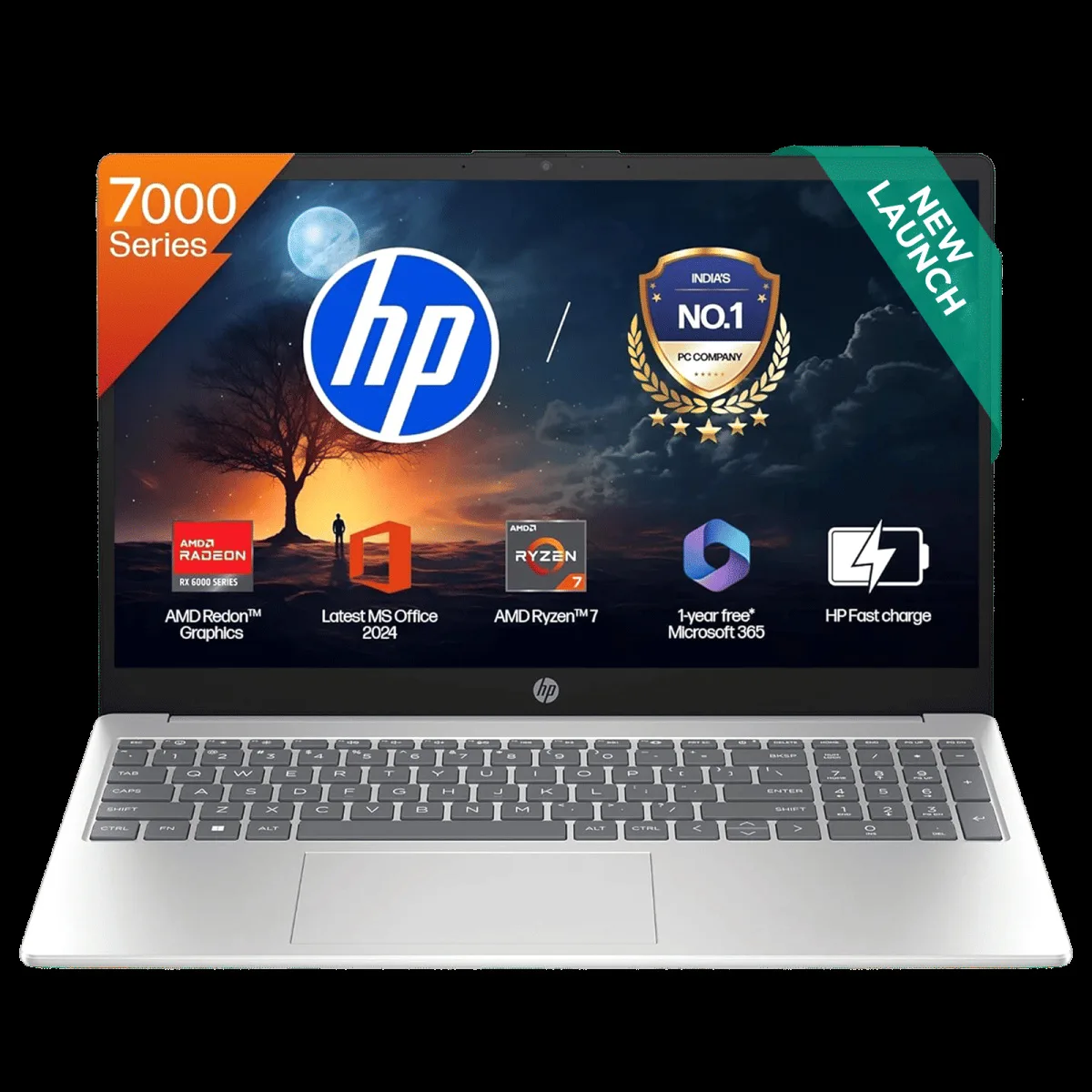 HP 15-fc0837AU AMD Ryzen 7 Laptop (16GB, 512GB SSD, Windows 11 Home, 15.6 inch Full HD IPS Display, MS Office 2024, Natural Silver, 1.59 KG)