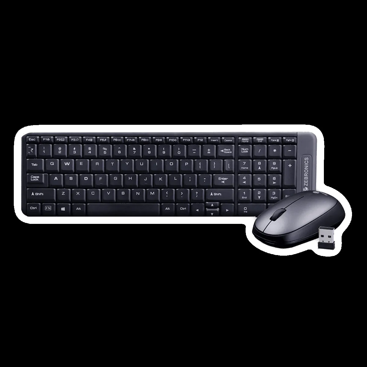 ZEBRONICS ZEB-Companion 104 Wireless Keyboard & Mouse Combo (100 Keys, 1200 DPI, Advanced Optical Sensor Technology, Black)