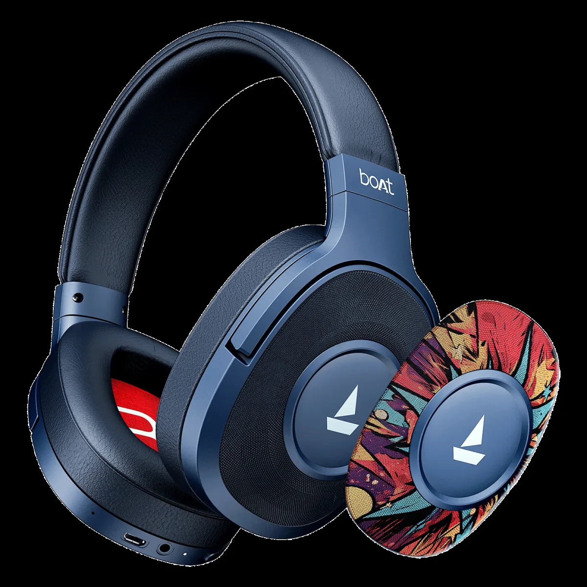 boAt Rockerz Plus 550 Bluetooth Headphone with Mic (Dual Pairing, Over Ear, Blue Psyche)