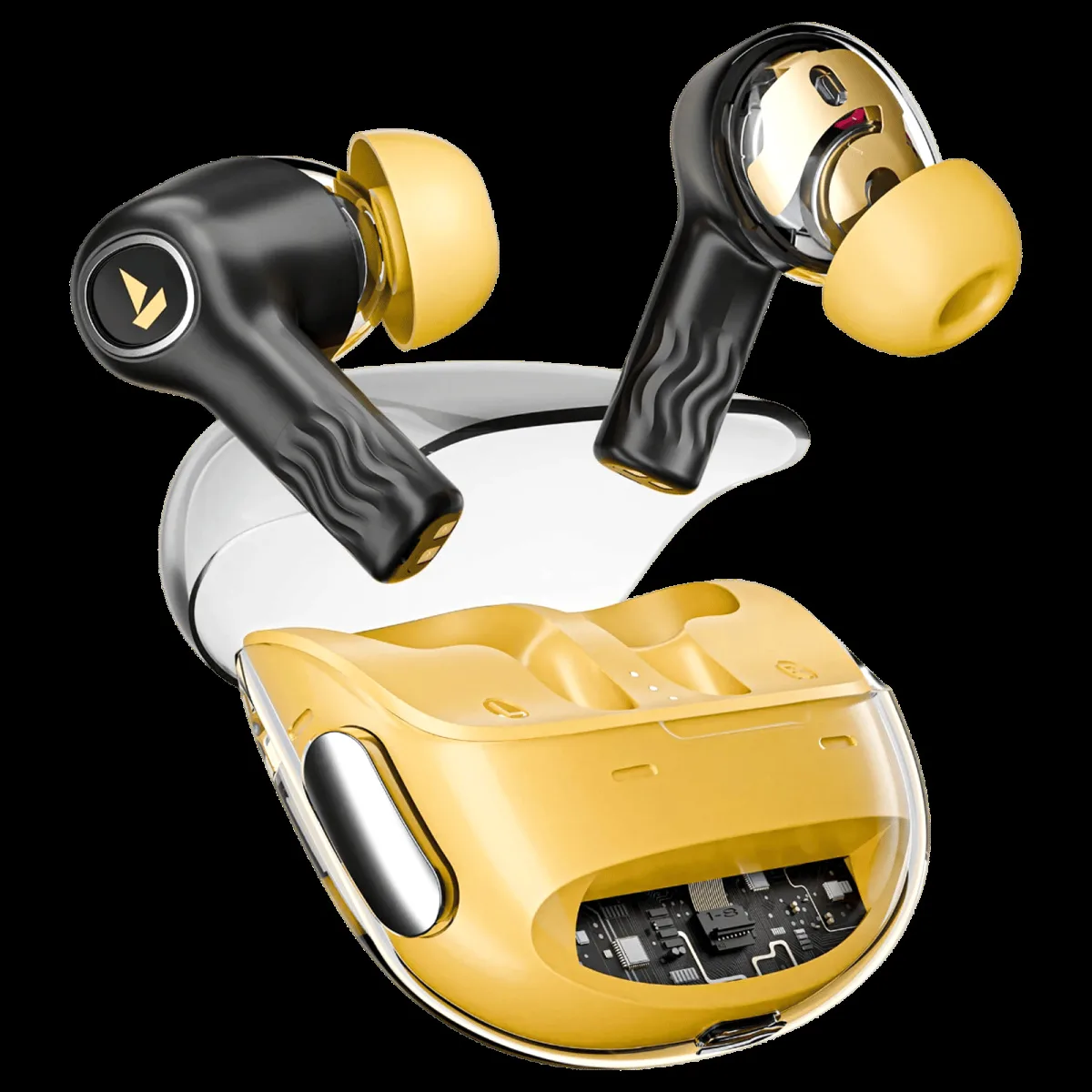 boAt Nirvana Crystl TWS Earbuds with Active Noise Cancellation (IPX4 Water Resistant, 60ms Low Latency, Yellow Pop)