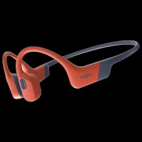 SHOKZ OpenSwim Pro Bone Conduction Bluetooth Headphone with Environmental Noise Cancellation (IP68 Waterproof, Built For Swimming, Red)