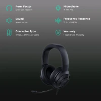 RAZER Kraken RZ04-02830100-R3M1 Wired Gaming Headset (Clear & Powerful Sound, Over Ear, Black)