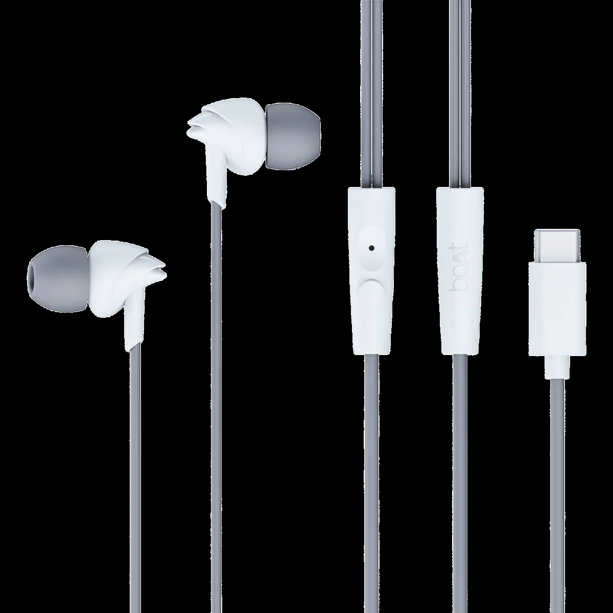 boAt Bassheads 300C Wired Earphone with Mic (USB Type-C Connector, In Ear, Cool Grey)