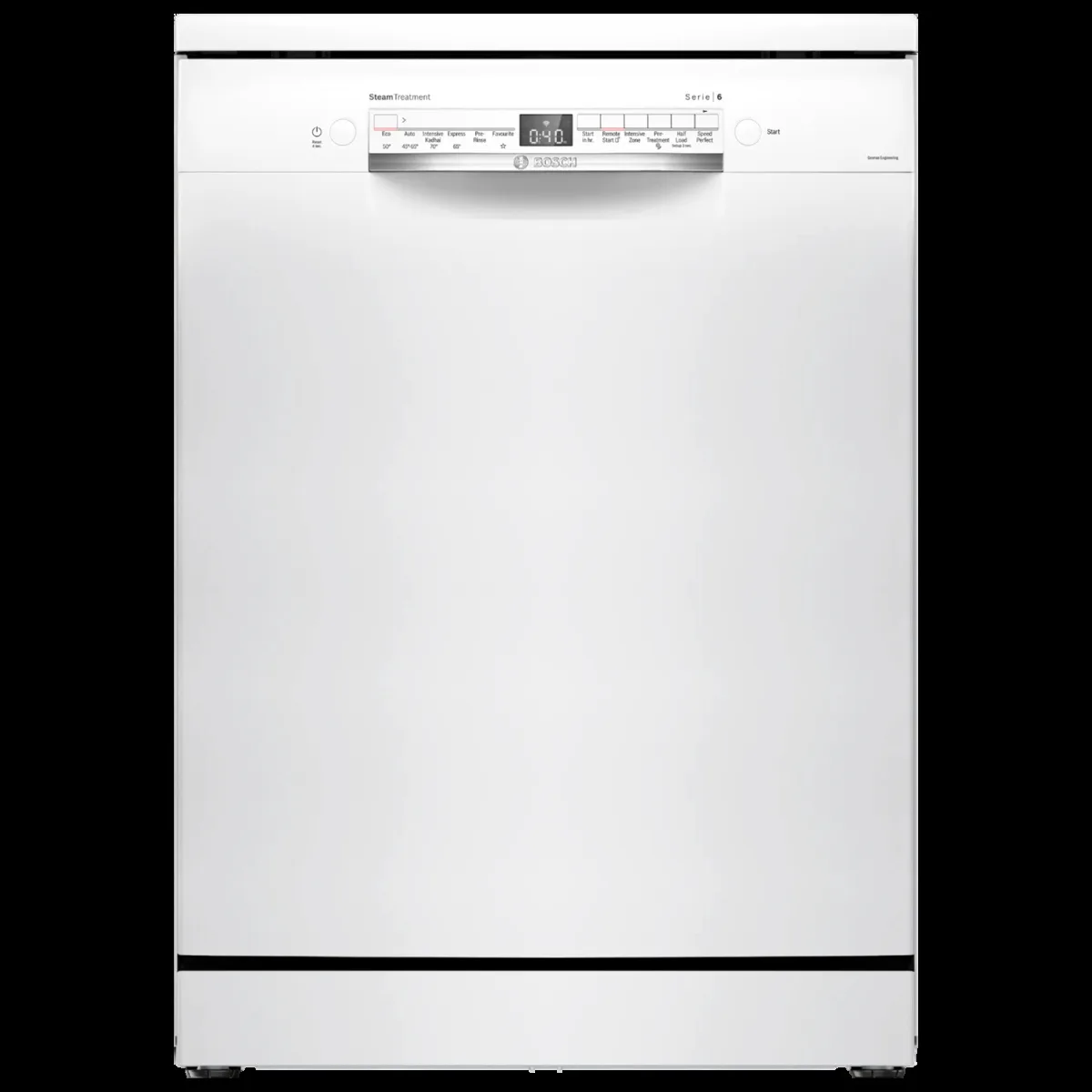 BOSCH Series 6 14 Place Settings Free Standing Dishwasher with Voice Assistant (White)