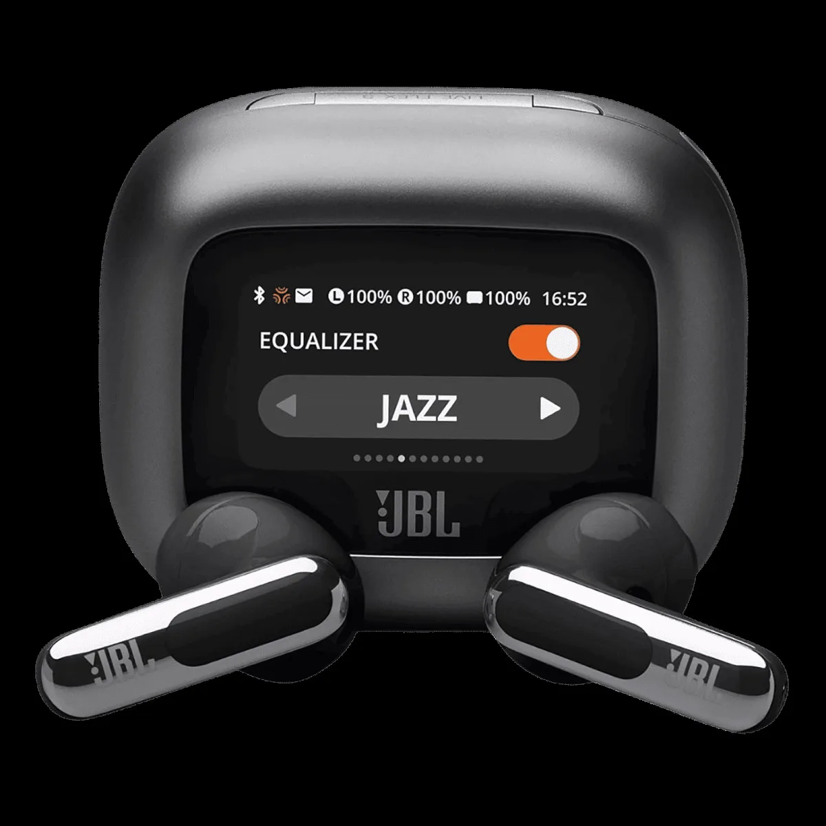 JBL Live Flex 3 TWS Earbuds with Adaptive Noise Cancellation (IP54 Water Resistant, Touchscreen Display, Black)