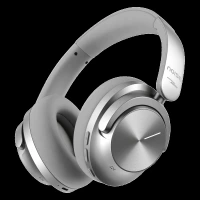 noise Master Buds Max Bluetooth Headphone with Mic (Adaptive Active Noise Cancellation, Over Ear, Silver)