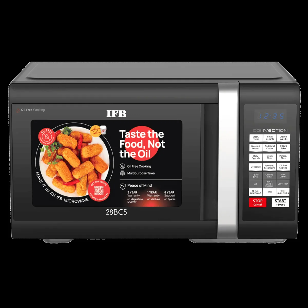IFB 28L Convection Microwave Oven with 300 Auto Cook Menus (28BC5, Black)