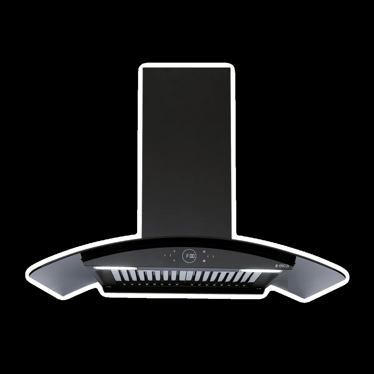 elica ISMART GLACE HAC BF LTW 75 NERO 75cm Ductless Wall Mounted Chimney with Capacitive Touch Controls (Black)