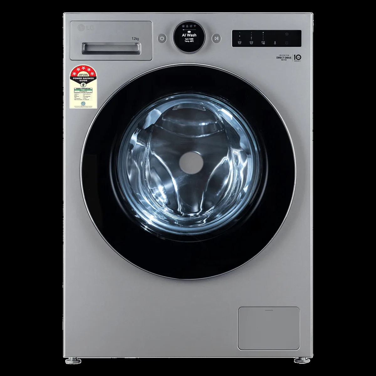 LG 12 kg 5 Star Wi-Fi Fully Automatic Front Load Washing Machine (VX Series, FX1412N9S.AESQEIL, AI Direct Drive, Essence Silver)