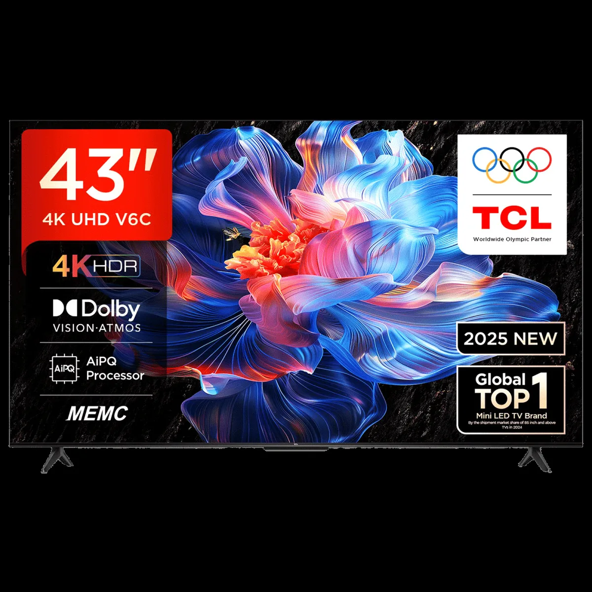 TCL V6C 109 cm (43 inch) 3 Star 4K Ultra HD LED Smart Google TV with Google Voice Assistant (2025 model)